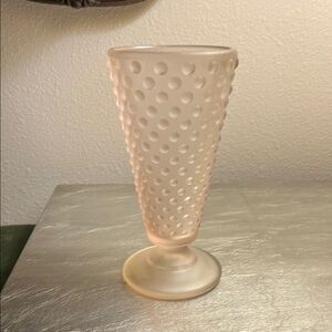 Hobnail frosted Antique pink Glass Vase in excellent condition